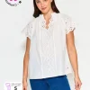BLUSA CACHAREL MANGA CORTA CON APLICACIÓN